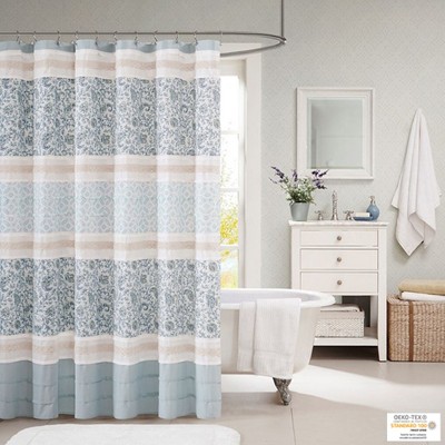 VYNXARIA 72*72"Country cottage style cotton shower curtain in 72*72 dimension,Aqua