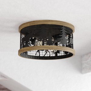VAXCEL Kodiak 12-in W Rustic Round Cage Flush Mount Ceiling Light Fixture - 1 of 4