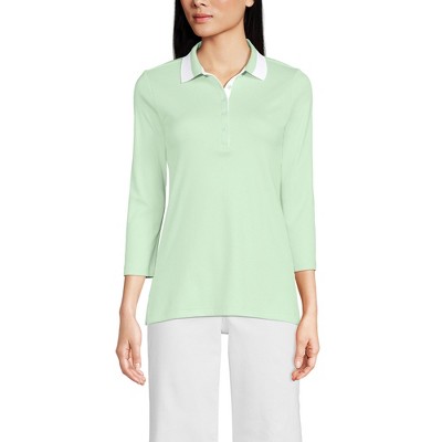 Lands' End Women's 3/4 Sleeve Supima Cotton Polo Shirt