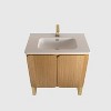 TUYOHW Freestanding and Wall Mounted Light Wood Bathroom Vanity with Ceramic Sink, Large Storage Vanity 2 Doors for Modern Bathrooms - 2 of 4