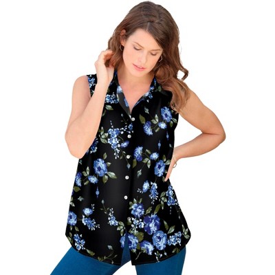 Roaman's Women's Plus Size Sleeveless Kate Big Shirt