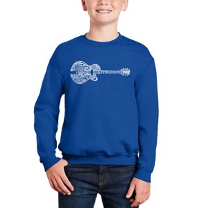 LA Pop Art Country Guitar - Boy's Word Art Crewneck Sweatshirt - 1 of 3
