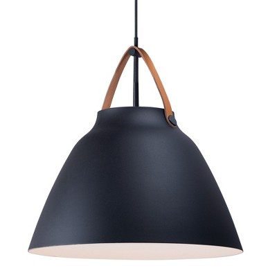 Maxim Lighting Nordic 1 - Light Pendant in  Tan Leather/Black