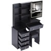 PAGED 37" Vanity Desk Modern Makeup Vanity with 2 Socket, Hair Dryer Stand, LED Sliding Mirror for Bedroom, Living Room, Locker Room - 2 of 4