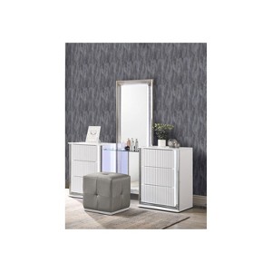 HomeStock Grey and Black Mirror with LED Lighting – Modern Bedroom Accent with Sleek Rectangular Frame - 1 of 4