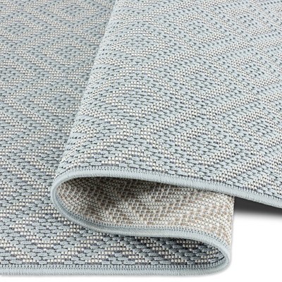 Blue and Cream Geometric 8' x 10' Indoor/Outdoor Rug