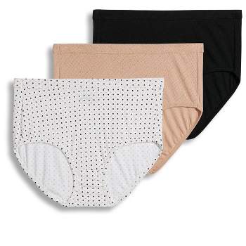 Jockey Womens Plus Size Elance Brief 3 Pack Underwear Briefs 100% Cotton 9  Sea Shell Rose/novel Tile/sage Mint : Target