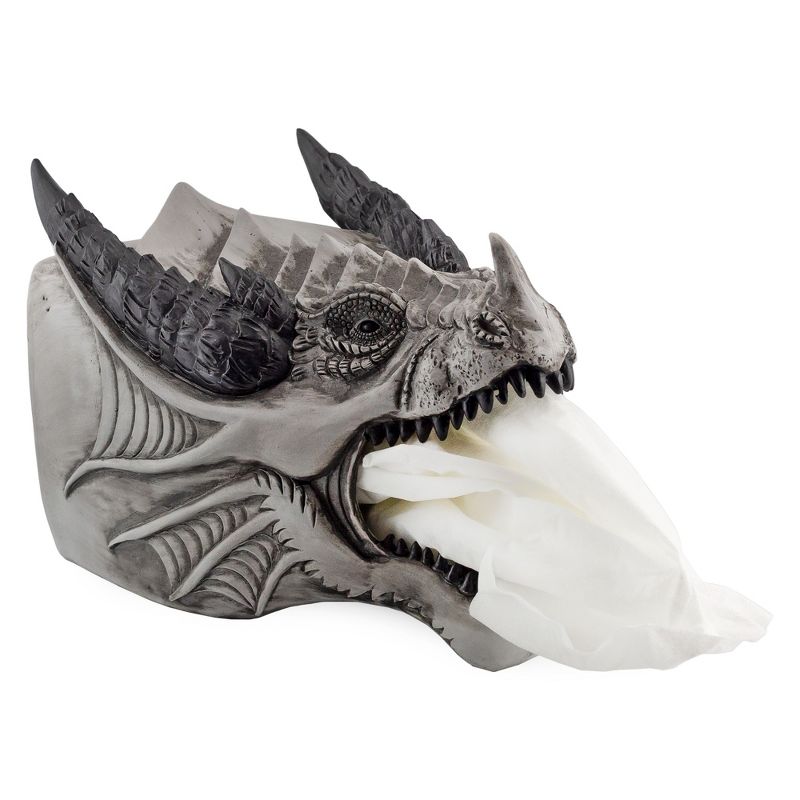 Toy Vault Dragon Tissue Box Cover; Flaming Dragon Resin Tissue Dispenser for Cube Tissue Boxes, 1 of 9