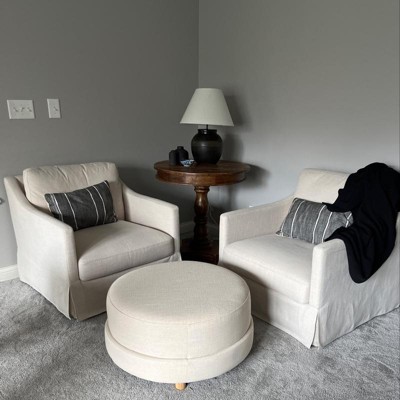 Wilmington Upholstered Round Ottoman - Threshold™ designed with selling Studio McGee