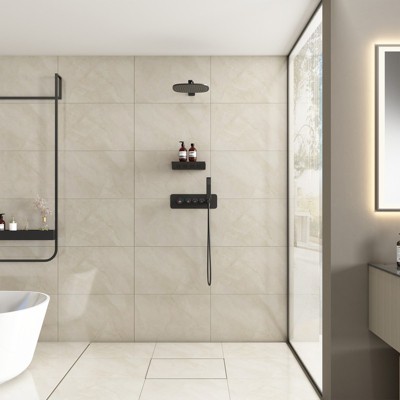 Matte Black Wall Mounted Shower System with Rainfall and Neck Massage