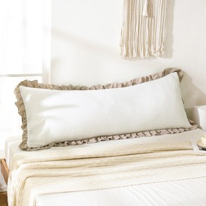 Reversible Pillow Cover – Soft Shabby Chic Ruffled Pillowcases, Wrinkle Resistant, Envelope Closure, Queen/King/Body - 1 of 4