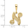Black Bow Jewelry 14k Yellow Gold, Maci Collection, LG Filigree Script Initial N Pendant - 3 of 4