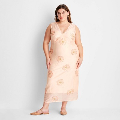 Women's Slip Midi Dress - Future Collective Light Pink Floral 17