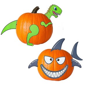 Decorae Shark & Dinosaur Theme Pumpkin Decorating Set; 13 Metal Accessories for Halloween Fall Pumpkin Face Decorating - 1 of 4