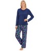 Collections Etc 2pc. Festive Ornaments Pants Pajama Set with Henley Neckline Long-Sleeve Top Large Navy Female - image 4 of 4