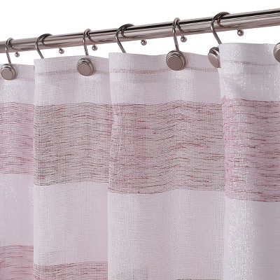 Kate Aurora Seaside Chic Cabana Metallic Striped Fabric Shower Curtains