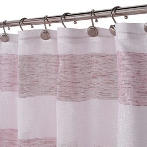 Kate Aurora Seaside Chic Cabana Metallic Striped Fabric Shower Curtains - 1 of 4