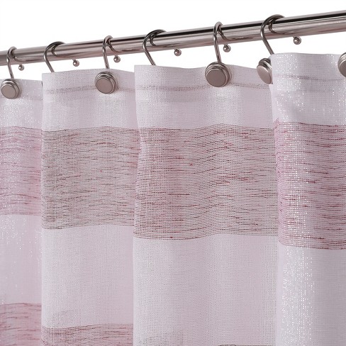 Kate Aurora Seaside Chic Cabana Metallic Striped Fabric Shower Curtains ...