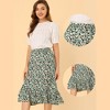 Allegra K Women's Summer Floral Elastic Waist High Low Ruffle Hem Midi Skirts - 2 of 4
