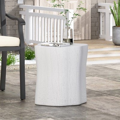 Coffee Table, Stump Shape Minimalist Refined Structure Magnesium Oxide End Table 16.00" Wx14.00" Dx18.00" H