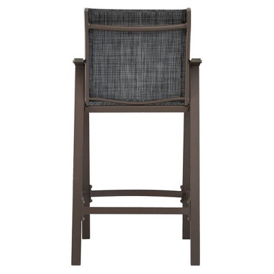 Set of 4 Black and Gray Outdoor Aluminum Bar Stools