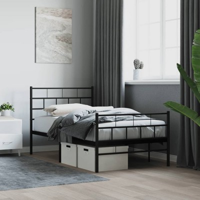 vidaXL Metal Bed Frame with Headboard and Footboard Black 39.4 in.x74.8 in. Twin