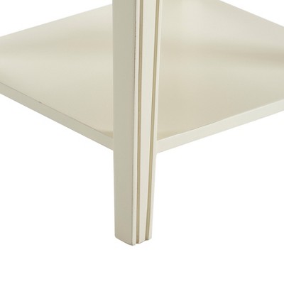 Vintage Cream Wood End Table with Storage Drawer