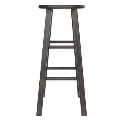 Oyster Gray Solid Wood Adjustable Backless Bar Stool Set