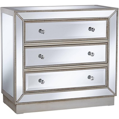Coast to Coast Trevi 32" Wide 3-Drawer Silver Mirrored Accent Chest
