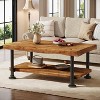 Lantine 47" Farmhouse Solid Wood Coffee Table, 2-Tier Rectangular Center Table, Low Cocktail Tea Furniture for Living Room - 2 of 4
