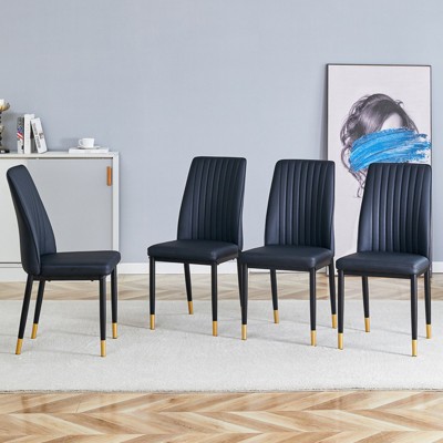 FONTOI 4PCS Dining Chairs with High Back Seat&Metal Legs for Family, Restaurants, Hotels, Coffee Shops, Black, 16.7"*36.4"*17"