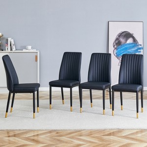 FONTOI 4PCS Dining Chairs with High Back Seat&Metal Legs for Family, Restaurants, Hotels, Coffee Shops, Black, 16.7"*36.4"*17" - 1 of 4