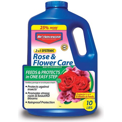 BioAdvanced 2 in 1 Systemic Rainproof Rose & Flower Care Insect Protection Granules and Fertilizer, Prevents Aphids and Lace Bugs, 10 lbs