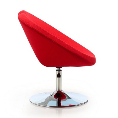 Red Wool Blend Swivel Accent Chairs with Metal Base, Set of 2
