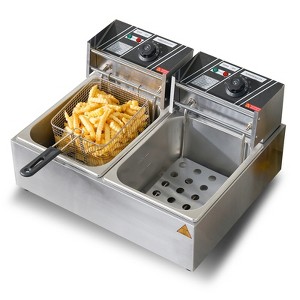 VEVOR Commercial Deep Fryer, Dual Tank 3000W Electric Countertop Fryer with Basket, 2 x 9.1Qt/8.6L Double Stainless Steel Oil Fryer - 1 of 4