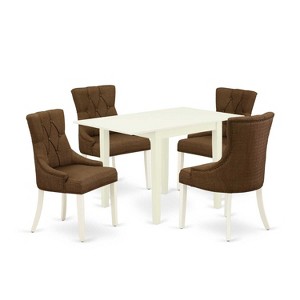 HomeStock 5-Pc Linen White Finish Solid Wood Top - Dining Room Set - Seats 4 - 1 of 4