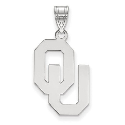 Black Bow Jewelry 10k White Gold Oklahoma Sooners NCAA Large Pendant