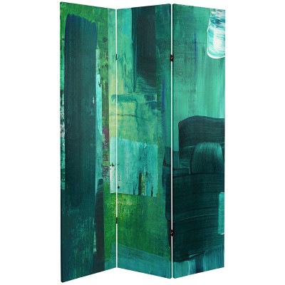 6" Double Sided Undersea Canvas Room Divider Green - Oriental Furniture