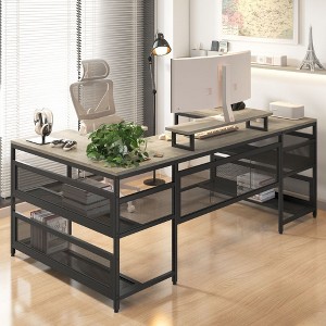 U-shaped Desk, Reversible L Shaped Desk With Shelve, Corner Computer Desk With Storage Shelves, Monitor Stand, Office Desk - 1 of 4