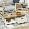 CAVINAS Farmhouse Coffee Table with Storage, Rustic Coffee Table with Open Shelves, Modern Center Table for Living Room, White+Deep Walnut - 3 of 4