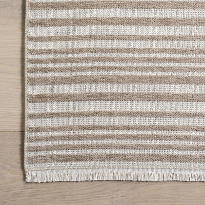 Millicent Beige and White Striped Reversible 4' x 6' Area Rug