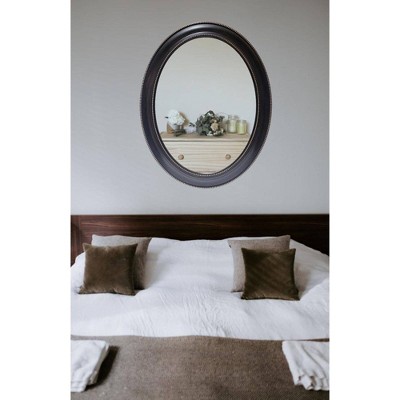 Antique Gold Beaded 34" Oval Wall Mirror