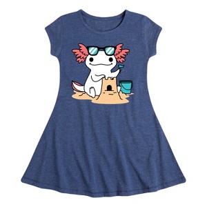 Girls' - Instant Message - Sun, Fun, & Sandcastles Fit & Flair Cap Sleeve Graphic Dress - 1 of 4