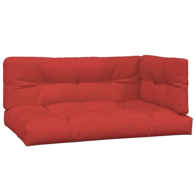 vidaXL Outdoor Pallet Cushions 3-Piece Set, Red Fabric, Lightweight, Durable, Hollow Fiber Filled