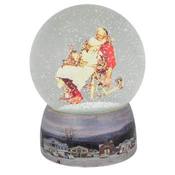 Northlight 6.5" Norman Rockwell 'Santa and His Helpers' Christmas Snow Globe