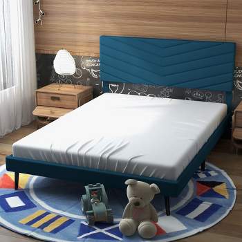 WhizMax Full Size Upholstered Bed Frame, Velvet Bed Frame Full with Adjustable Headboard