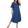 Ekouaer Long Nightgown, Womens V Neck Loungewear Oversized Sleepwear Loose Sleep Dress - 3 of 4