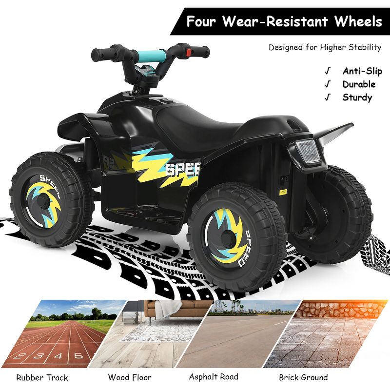 Costway 6V Kids Electric Quad ATV 4 Wheels Ride On Toy Toddlers Forward&Reverse White\Black\Blue\Red, 5 of 10