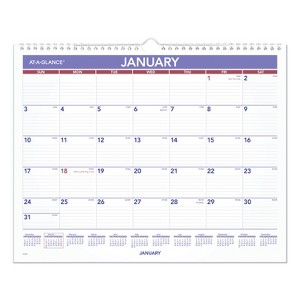Monthly Wall Calendar, 15 x 12, White/Red/Blue Sheets, 12-Month (Jan to Dec): 2026 - 1 of 4