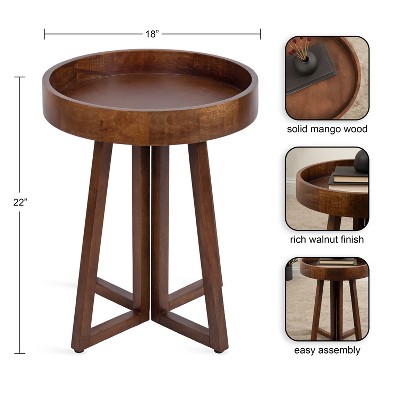 Avery Round Walnut Brown Mango Wood Side Table
